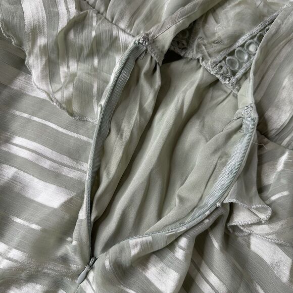 ASOS Design Mini Ruffle Dress US Sz 6 Sage Green Boho Fairycore Romantic Flaw - Picture 5 of 16